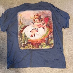 Boys Lie oversized Blueish grey Short Sleeve Tee with Cupid Graphic. OS